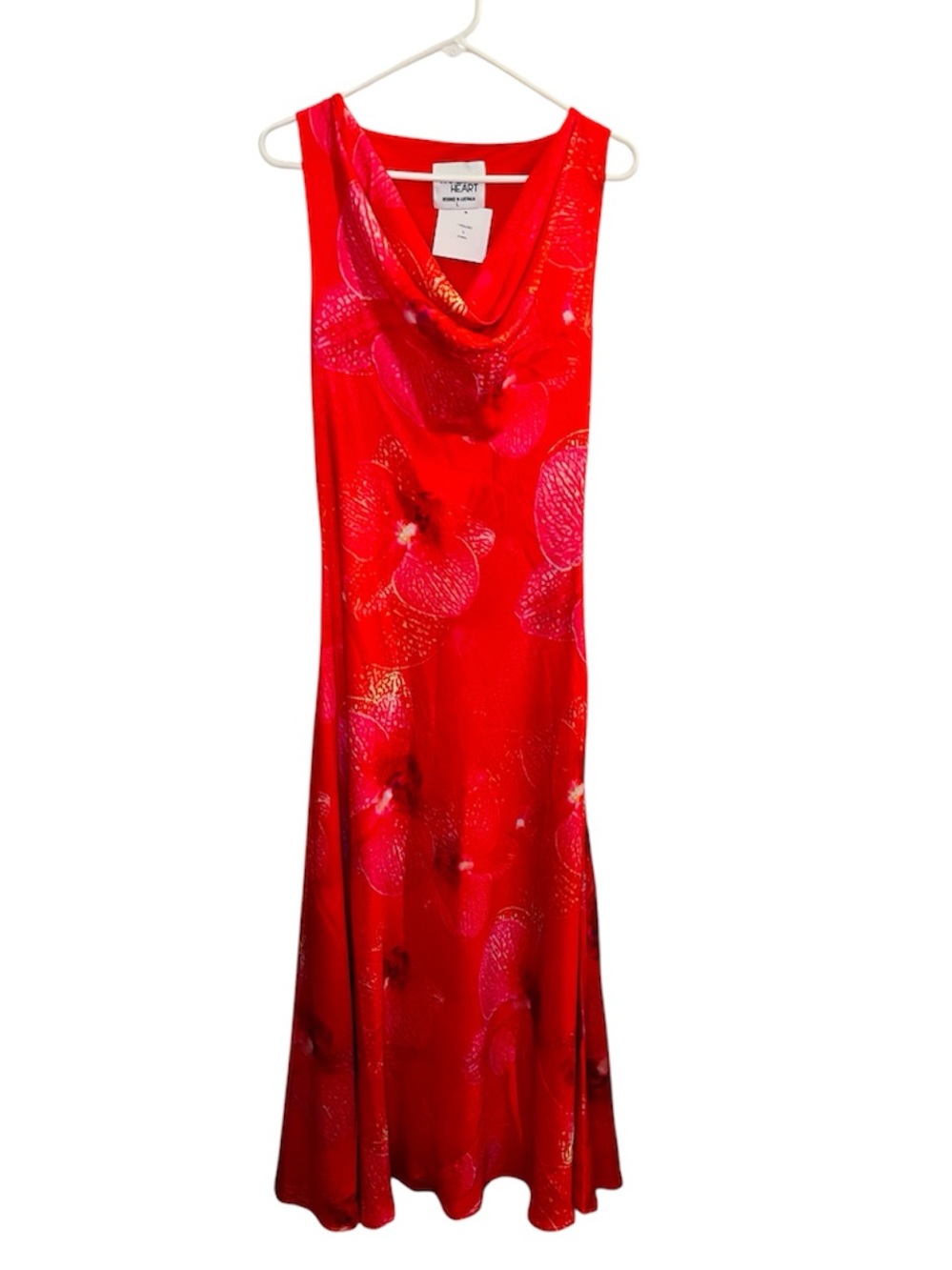 NWT Paper Heart Gorgeous Satiny Cowl-Neck Maxi Dress in Hot Pink w/ large 🌺 s